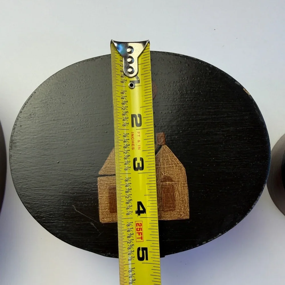 Vintage Primitive Nesting Shaker Boxes Set 3 Wood Goose House Folk Art Oval Farm
